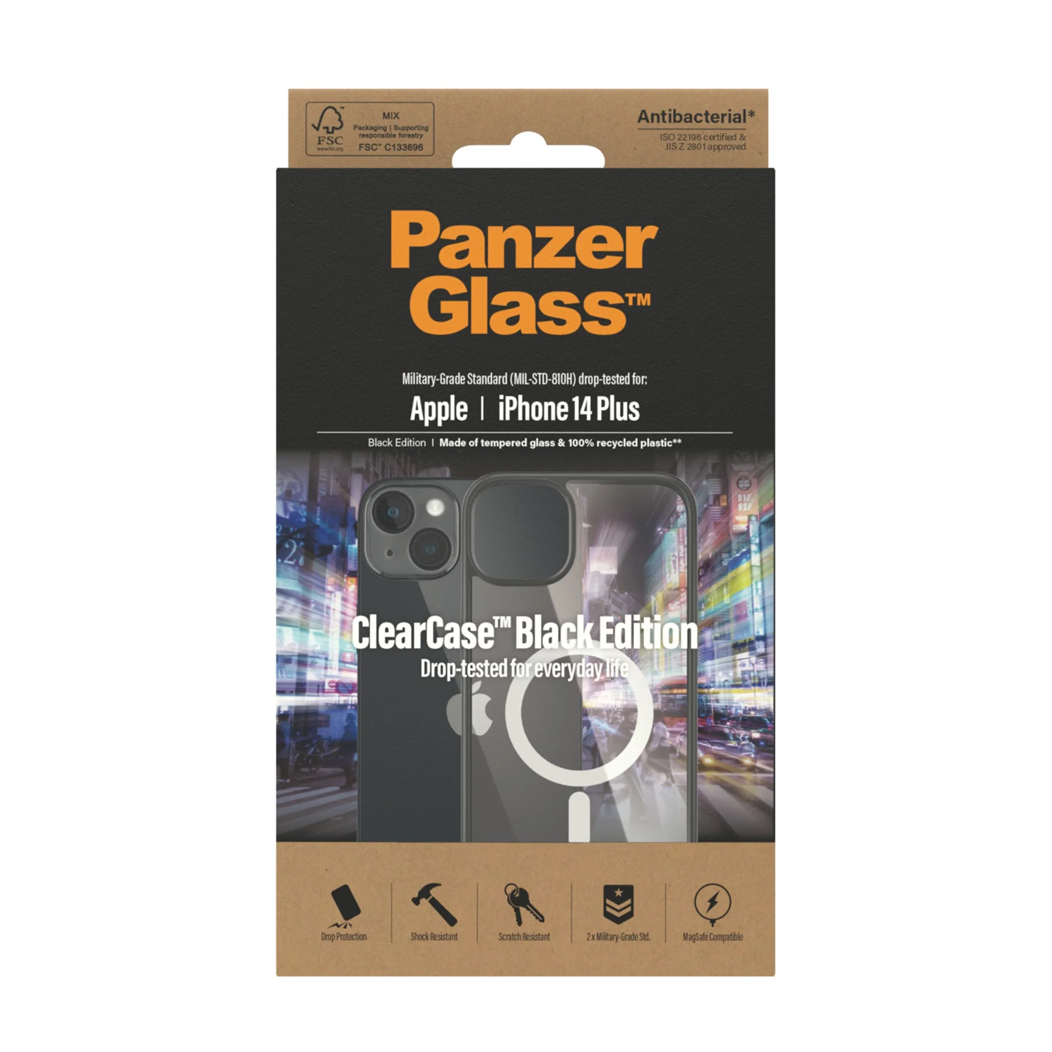 PanzerGlass® ClearCase Transparent w. White MagSafe & Black Frame iPhone 14 Plus - Image 3