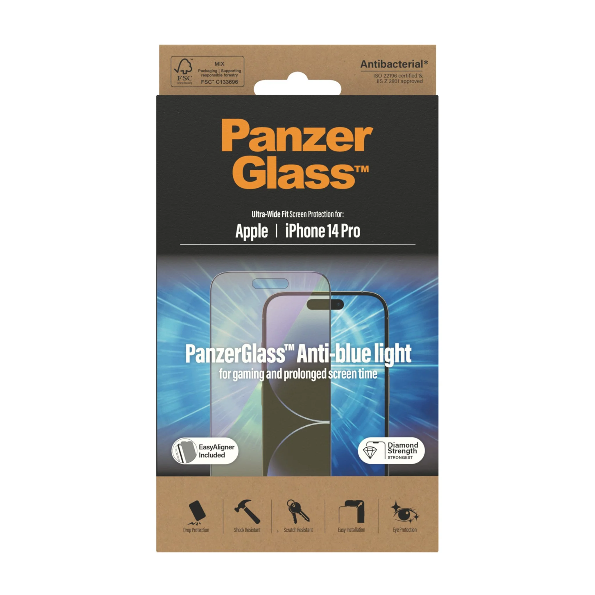 PanzerGlass® Anti-blue light Screen Protector iPhone 14 Pro | Ultra-Wide Fit w. EasyAligner - Image 3