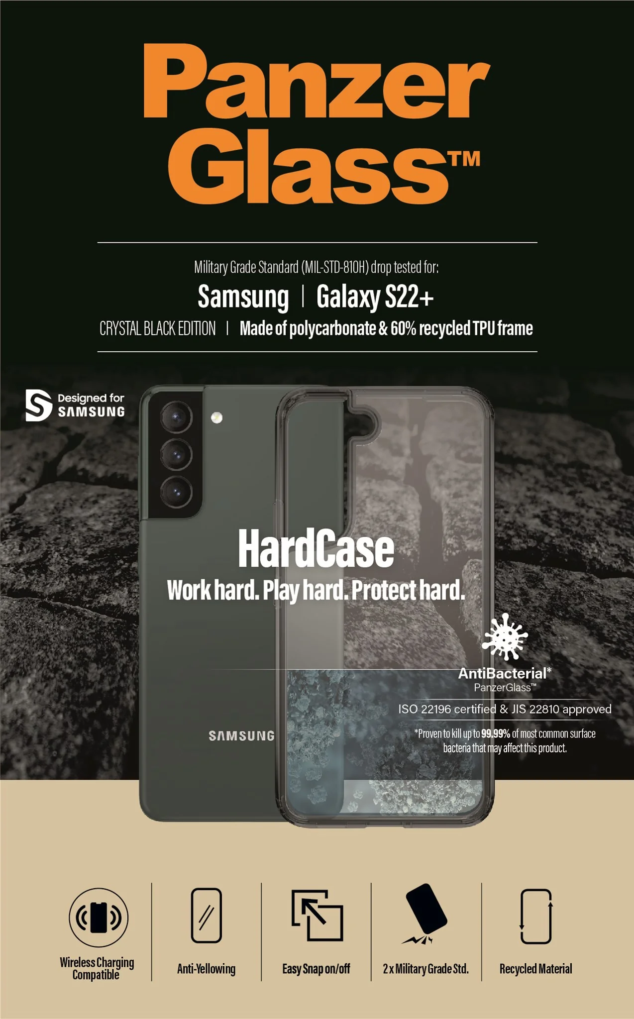 PanzerGlass® HardCase Samsung Galaxy S22+ 5G - Smokey Black - Image 9