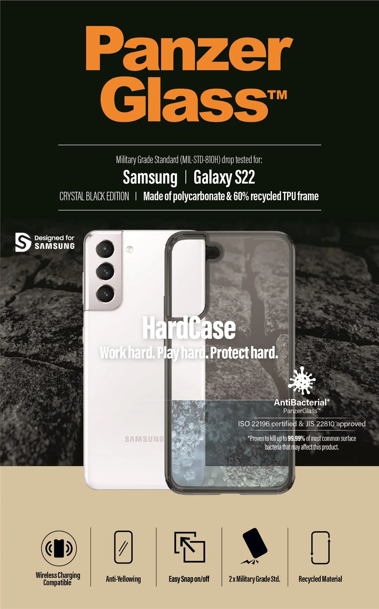 PanzerGlass® HardCase Samsung Galaxy S22 5G - Smokey Black - Image 9