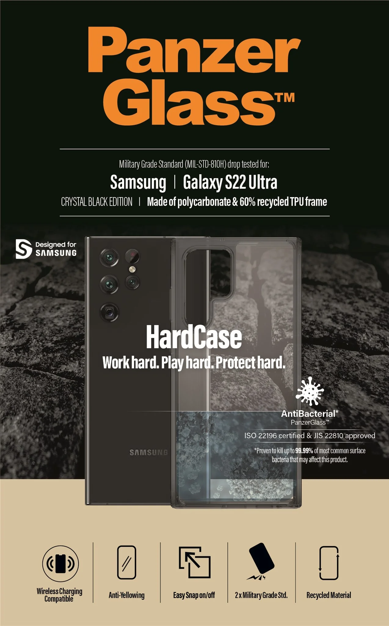 PanzerGlass® HardCase Samsung Galaxy S22 Ultra 5G - Smokey Black - Image 9